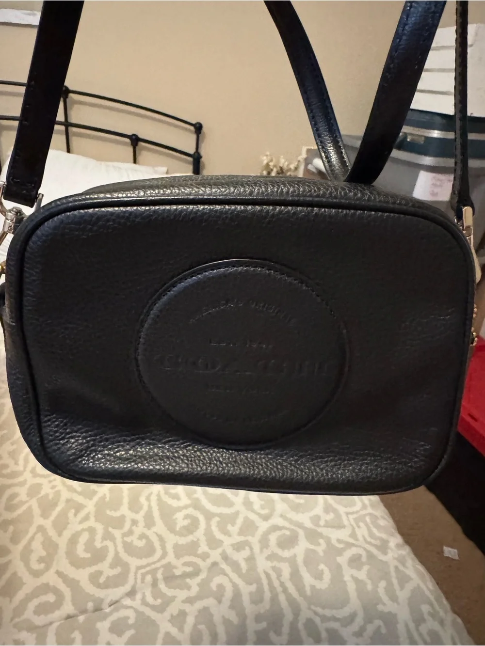 Coach Black Pebbled Leather Camera Crossbody